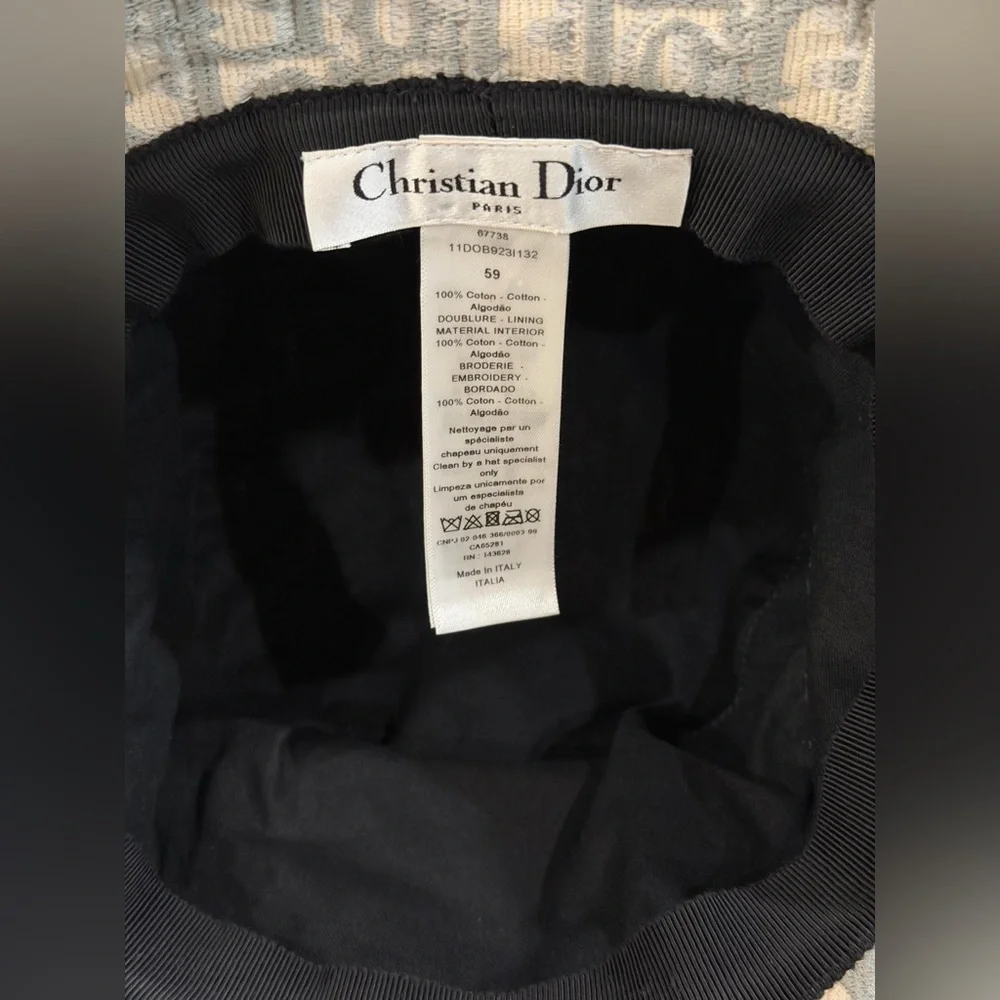 🔥 CHRISTIAN DIOR OBLIQUE BUCKET HAT SIZE 59 LIGHT GRAY w/COA